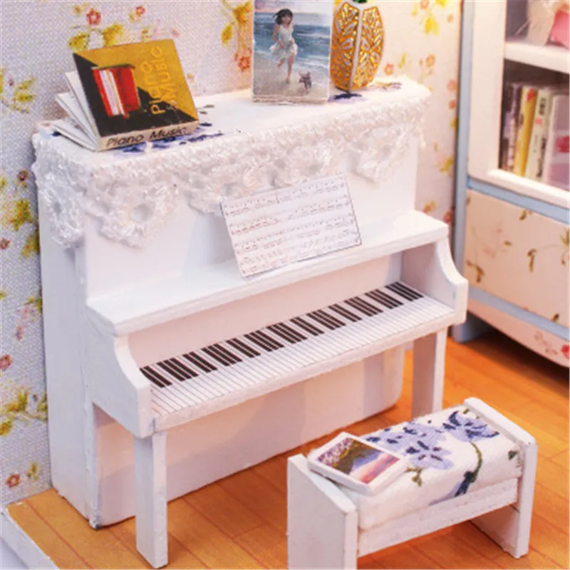 Mid Summer Room Doll House Wooden Furniture Diy House Assemble 3D Miniaturas Dollhouse Kits Toys For Children Birthday Gift