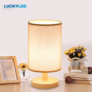 

LUCKYLED Vintage Table Light Wood Desk Lamp E27 / E26 Holder Retro Bedside Lamp with Lampshade For Home Bedroom Night light
