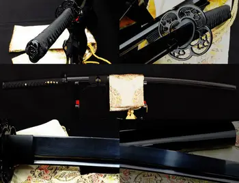 

41" hIgh quality japanese samurai katana sword black folded steel full tang blad