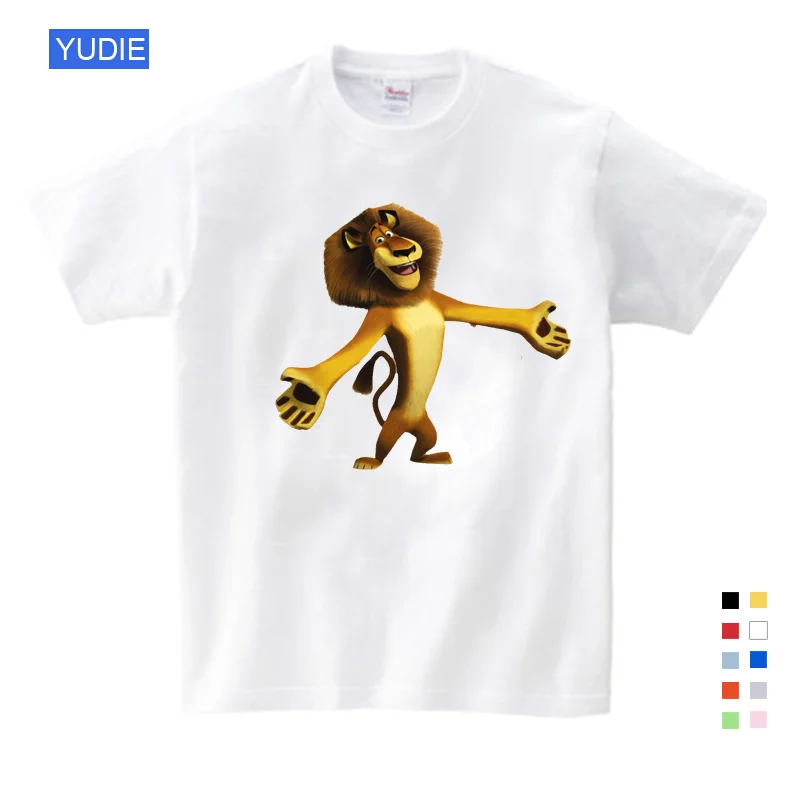 

YUDIE Summer New T Shirt Cartoon Madagascar Lion Alex Cute Tops T Shirt Summer Send Children Birthday Gift Kids Clothes 3T-9T