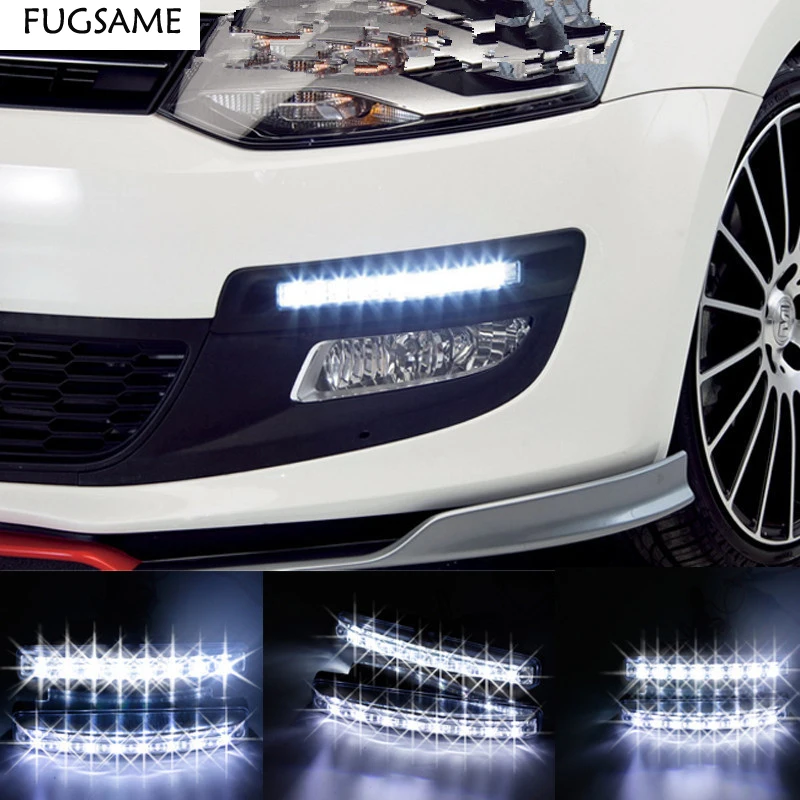 

FUGSAME 2 шт./лот, супер белые 8 светодиодных дневных ходовых огней, Drl световая панель, парковочные Автомобильные противотуманные фары, 12 В, DC Фара