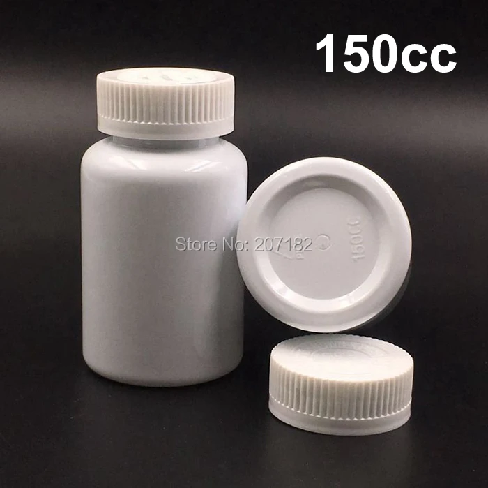 

100PCS White PET ottle, 150ml Capsule Bottle, Pills Bottles, Packaging bottle Child Proof Cap Container---150CC