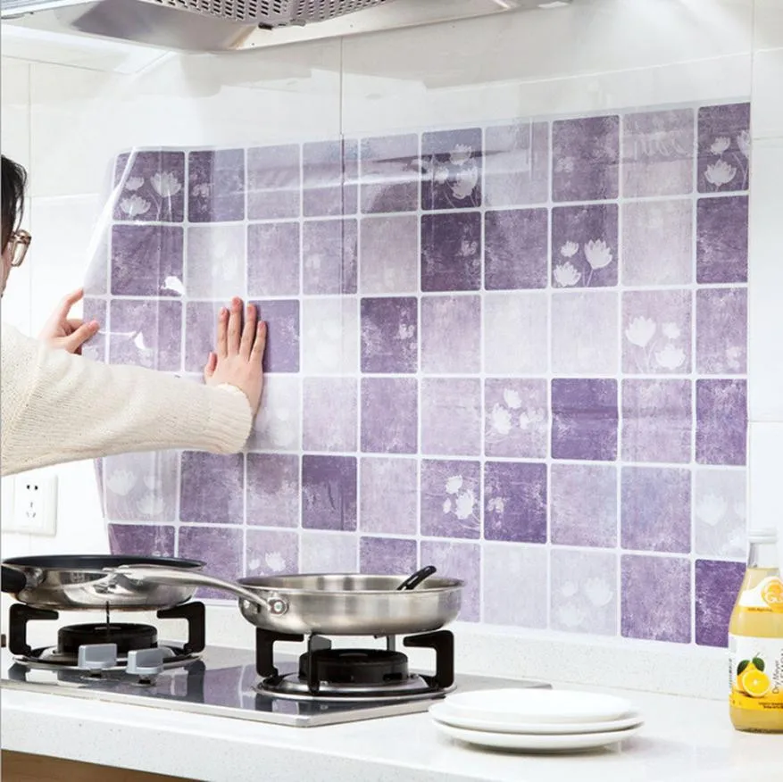 

1PC Flower Kitchen Oil Proof Removable Wall Stickers Art Deco Home Decal home decoration accessories adesivo de parede hot sale