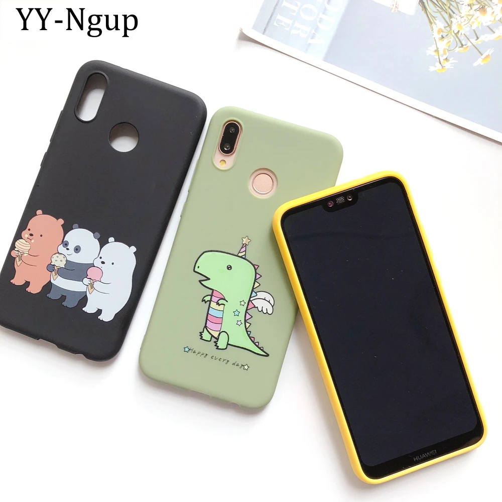 Y6 Y9 силикона, Не доставая его из чехла для huawei Y5 Y6 Y7 Prime чехол для телефона Kawaii панда покрытие с медведем для huawei Y5 Y6 Y7 Prime Y9 чехлы