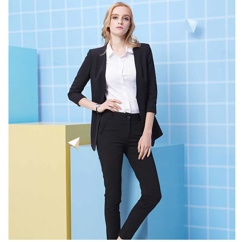 

Hot Sales Women Business Suits Custom made Black Formal Office Suits Work Slim fit pants Suits Ladies Business suits