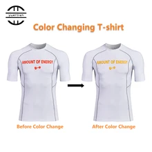 Температура изменить Цвет футболка Бег Футболки быстросохнущая дышащий эластичный Спорт Тренажерный зал Футболки для девочек Для мужчин dis Цвет ED одежда