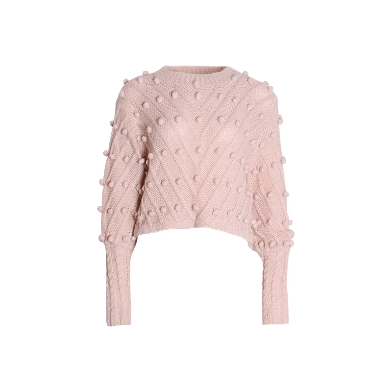 CHICEVER винтажный свитер женские короткие топы с круглым вырезом рукава-фонарики свитера одежда Женская мода Новинка 2019 осень