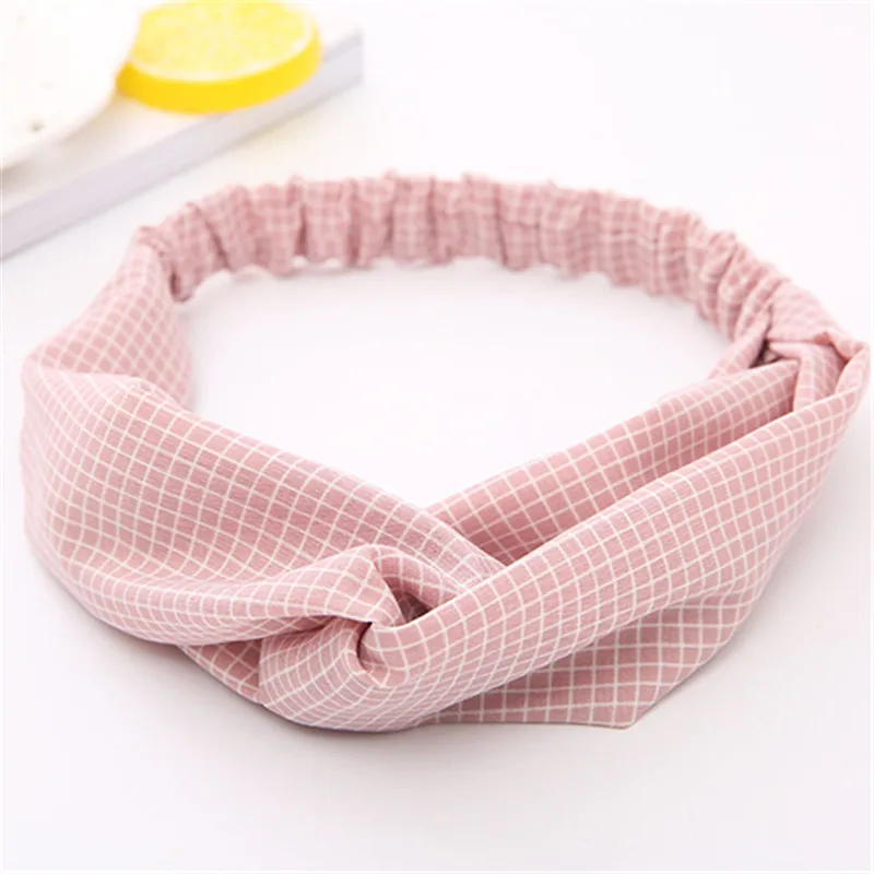 

Fashion Plaid Women Headscarf Headbands Cross Elastic Hairband Turban Head band Headwear Headdress Girls Hair Accessories