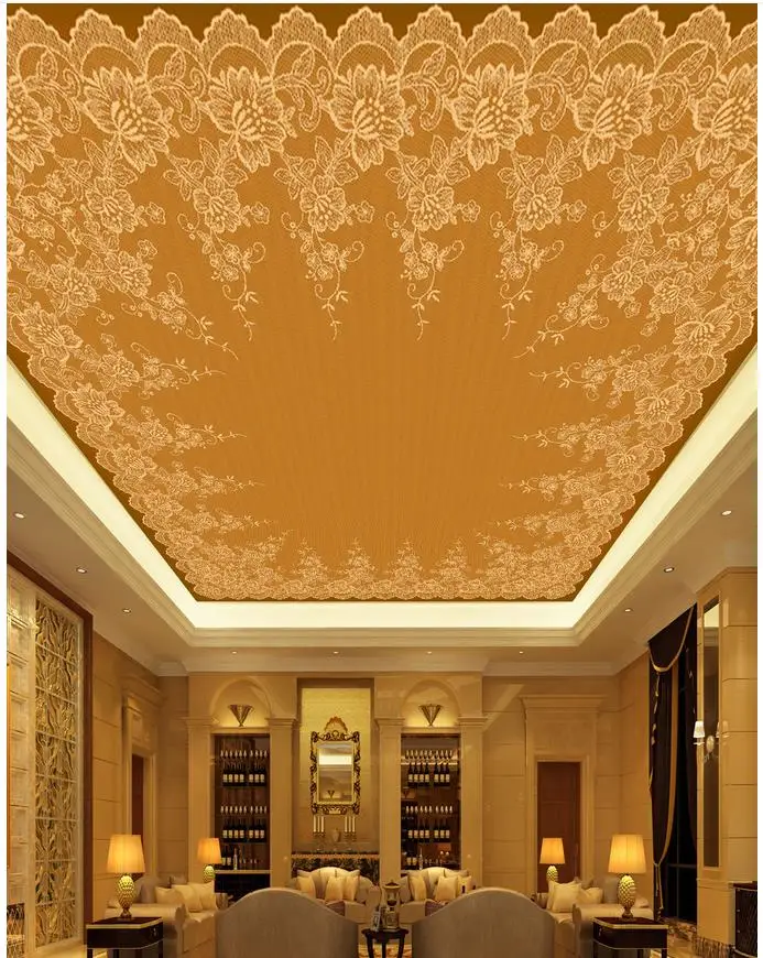 Gold pattern ceiling frescoes wallpaper mural photo wallpaper ceilings