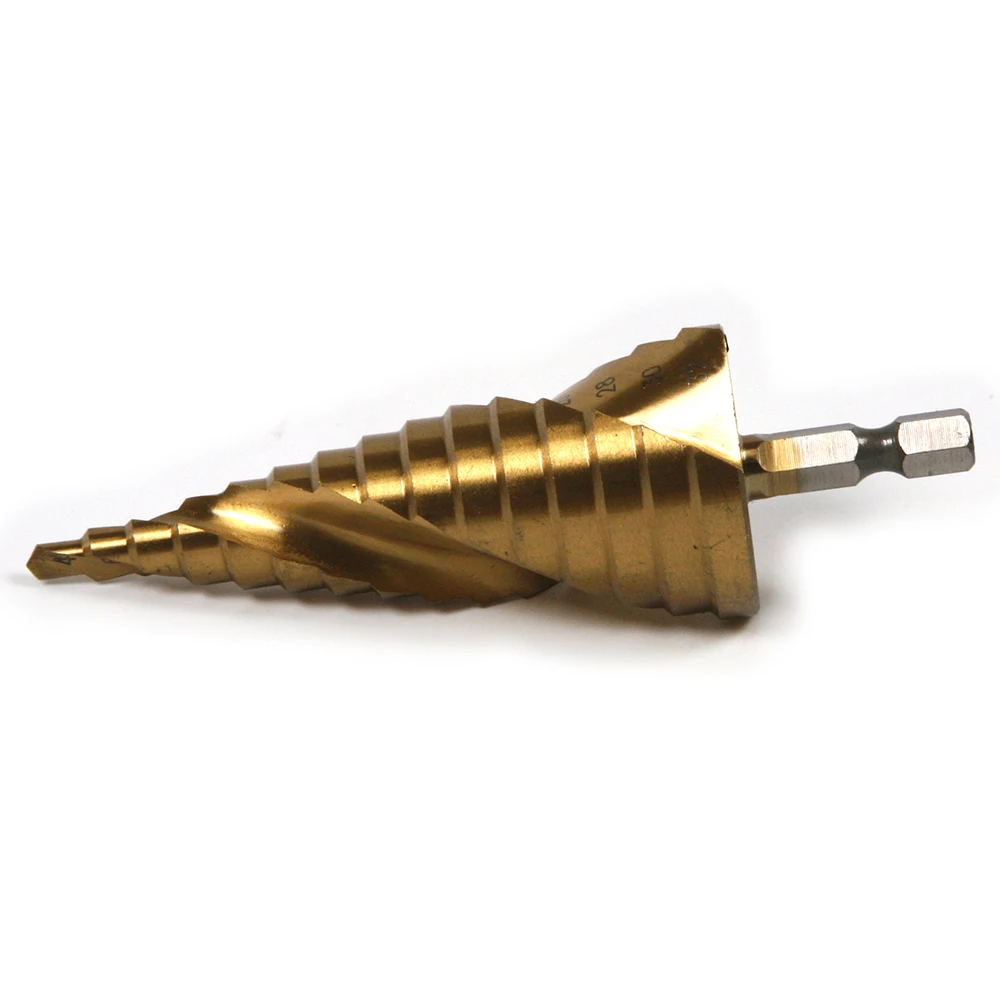

1pcs HSS Titanium Coated Hex Shank Spiral grooved Step Drill 15 Steps 4-32mm