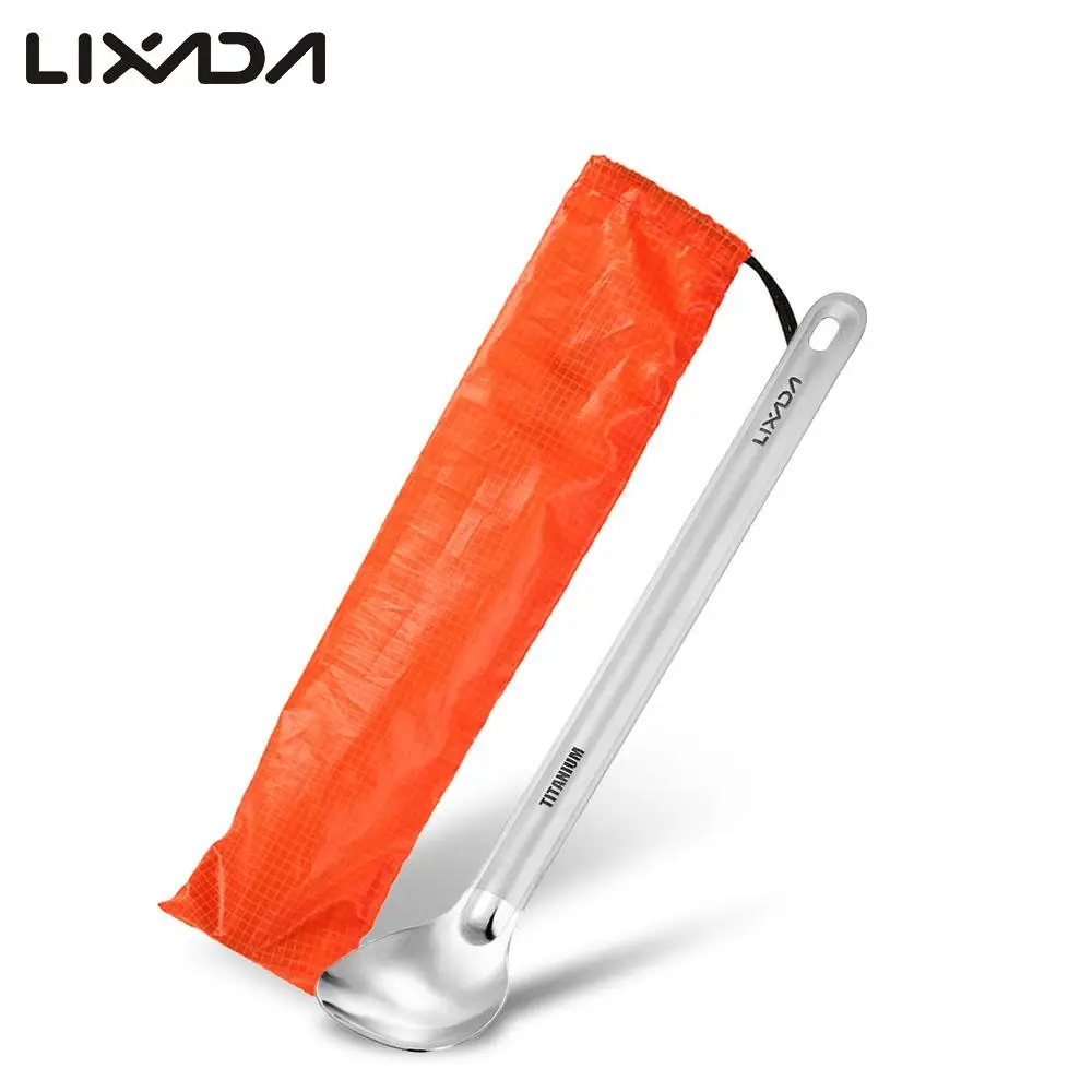 Lixada Титановая Ложка с длинной ручкой походная 8.5in Полированная Чаша чайная