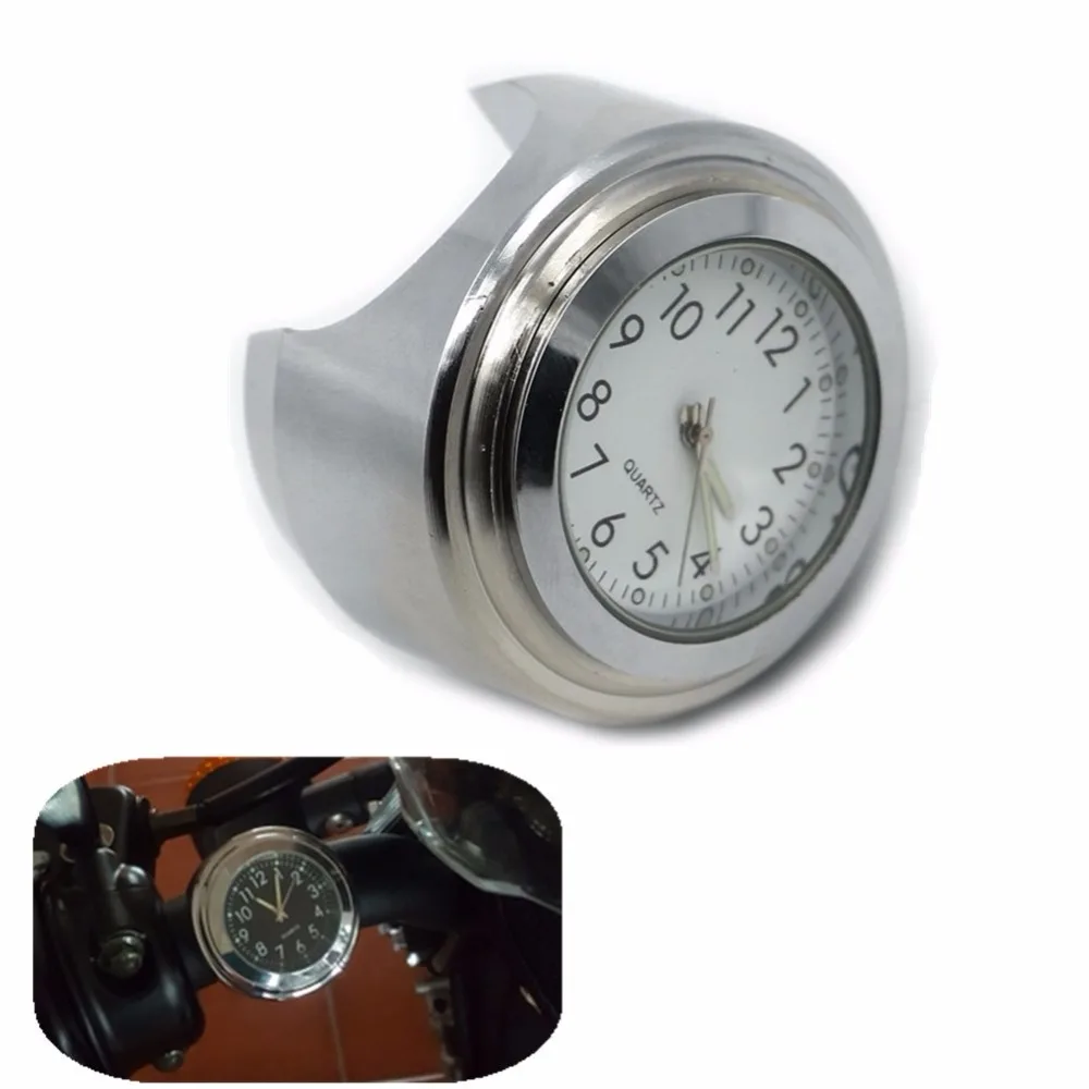 

1 Pcs Universal 1" Chrome Waterproof 7/8 Motorcycle Handlebar Mount Temp Thermometer Clock Watch Motorcycles Accessories
