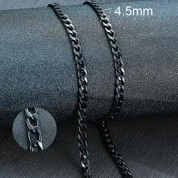 Vnox Men's Black and Gold Cuban Link Chain Necklace - Stainless Steel Choker Jewelry Gift - 60cm 24inch (4.5mm Black NC-163)