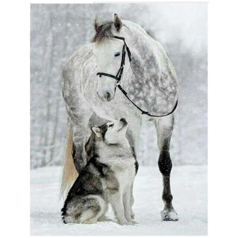 

Full Diamond 5D DIY Diamond Painting Embroidery Cross-stitch Horse&Wolf Rhinestone Mosaic 3D Diamand Painting Decor Gifts