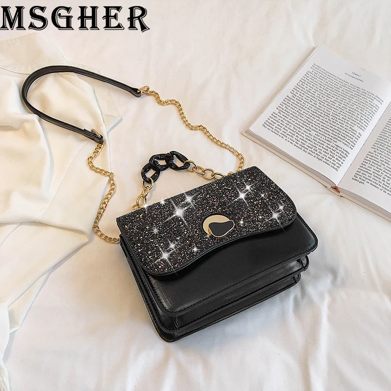 

MSGHER Handbags Women Fashion Sequired Small Chain Bags Female Casual Shoulder Bags High Quality Messager Bags