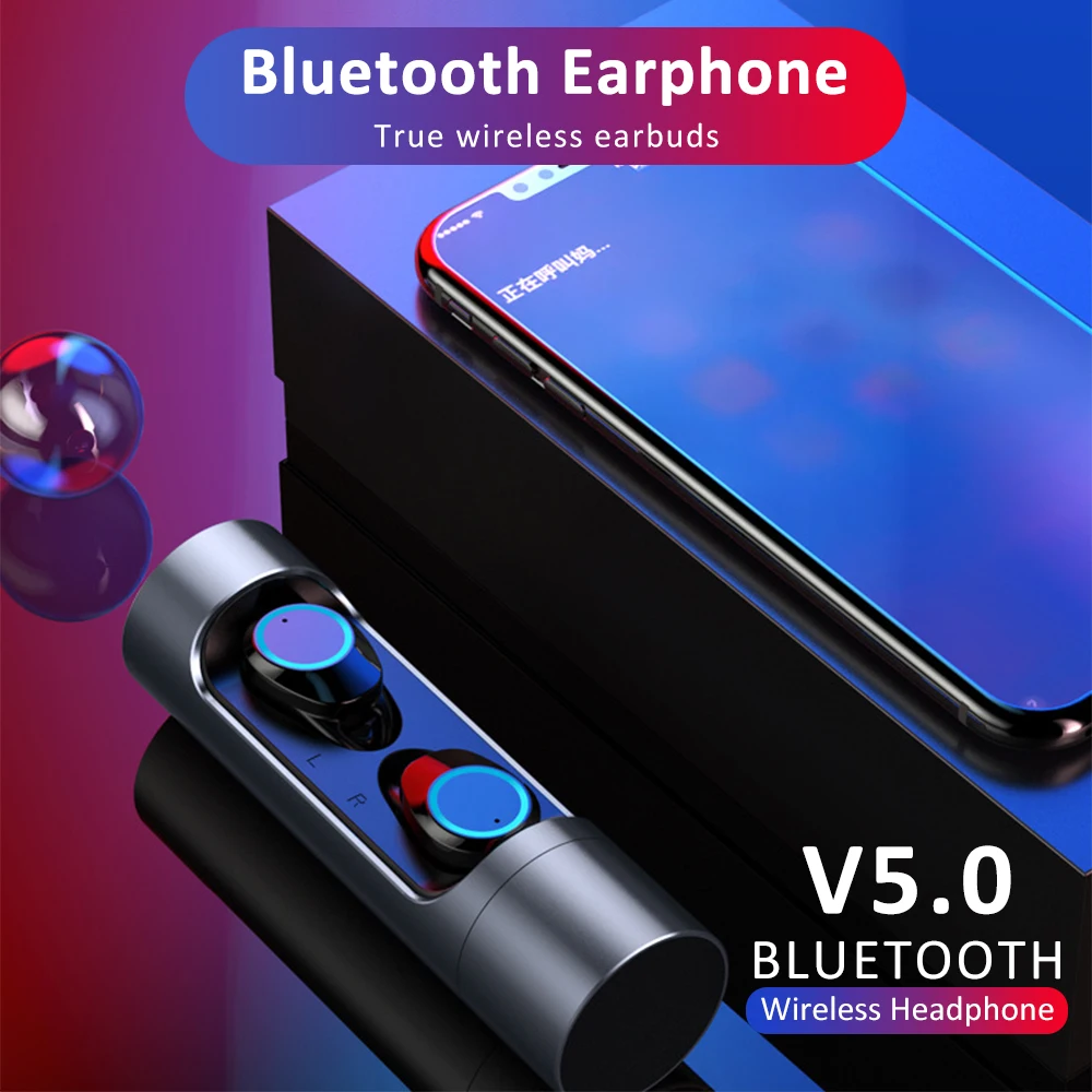 

Tws Wireless Bluetooth Earphone 5.0 Mini In-Ear Touch Control Sound Stereo Sport Earbud With Power Bank For IPhone Smartphone