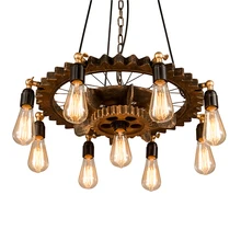 Creative retro loft chandelier 9 heads wood pendant lamp restaurant living room dining room foyer cafe club bar light headlight Creative retro loft chandelier 9 heads wood pendant lamp restaurant living room dining room foyer cafe club bar light headlight