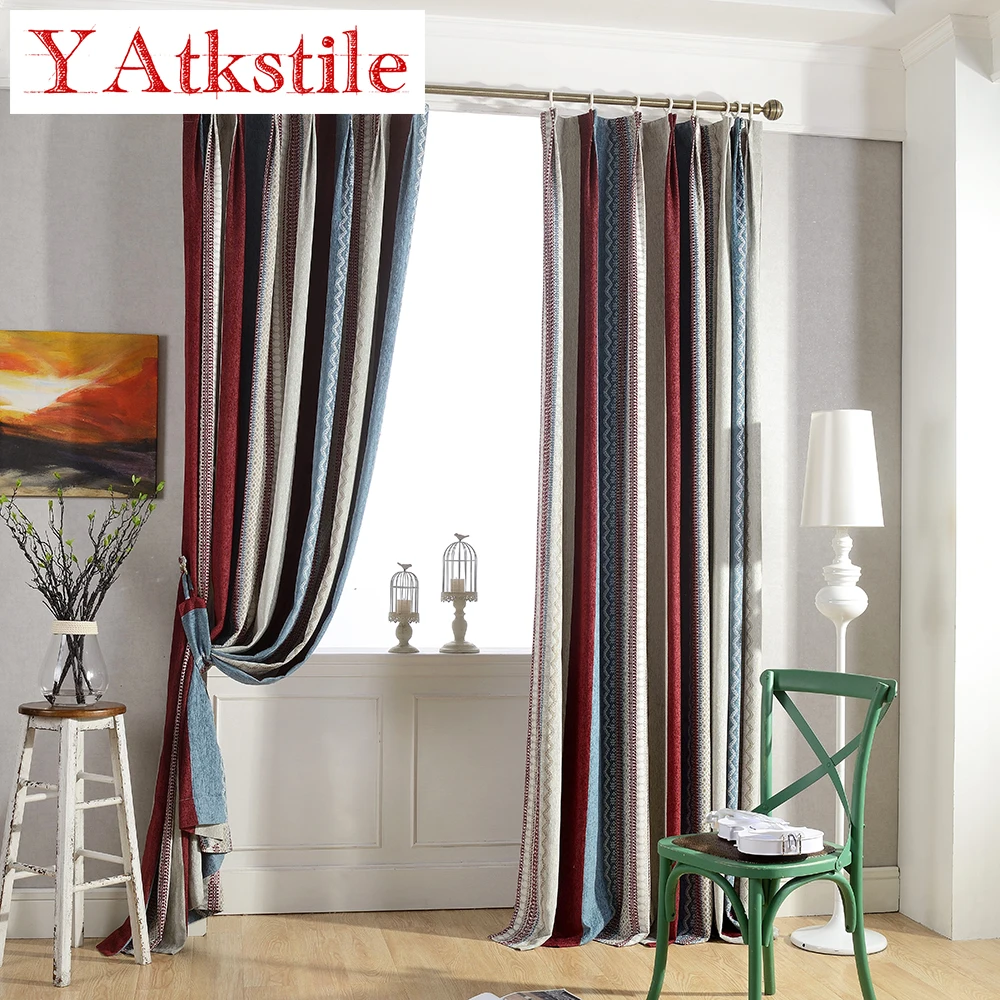 YAtkstile high grade thickened Chenille Mediterranean simple striped