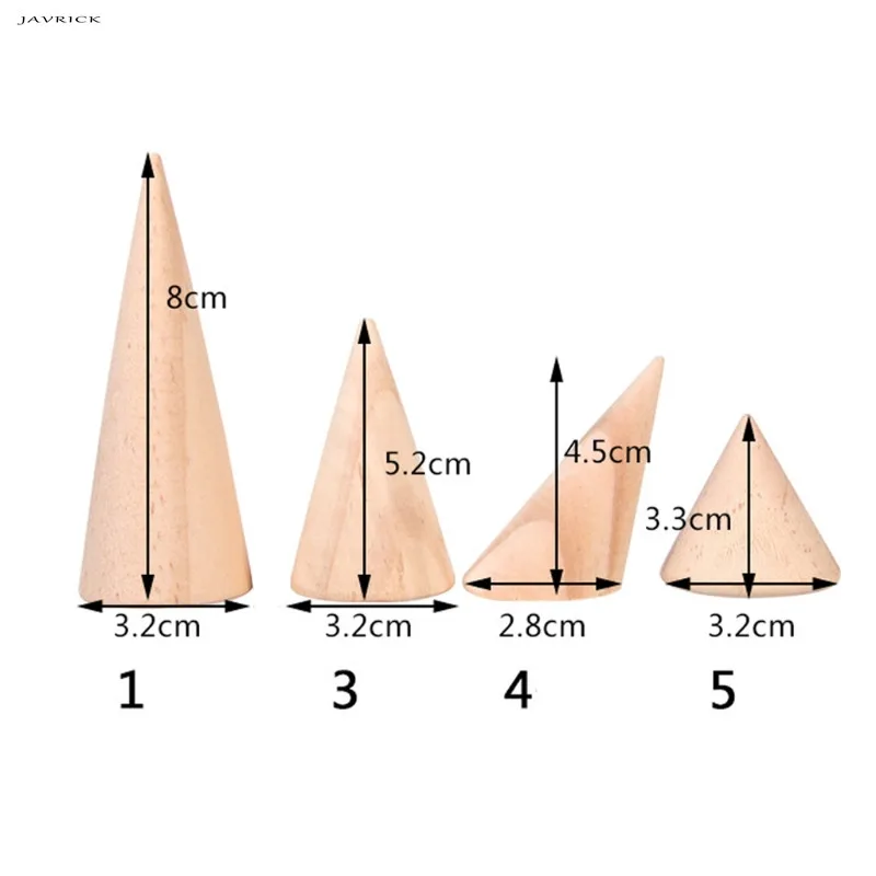 JAVRICK натуральный Неокрашенный деревянный стеллаж для ювелирных изделий, подставка в форме конуса, держатель, органайзер, Новинка