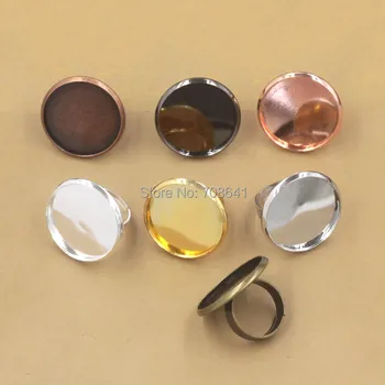 

Blank Ring Settings with Round Curved Bezel Cameo Resin Cabochons Bases Adjustable Rings DIY Jewelry Findings Multi-color