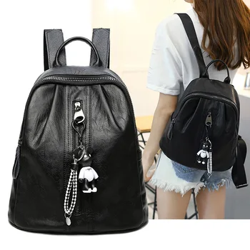 

CHALLEN Backpacks Women Female New Fashion Leather Vintage Color School Bags For Teenager Girl School Backpack Shoulder Bag