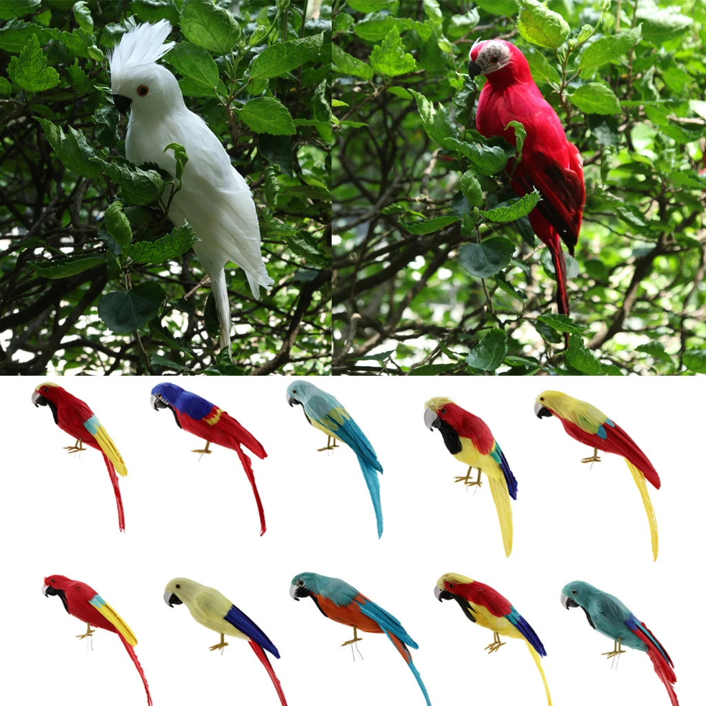 Simulation Parrot Model Artificial Feather Bird Animal Figurine Home Garden Sculptures Yard Law Ornament Decor Fancy Dress Party