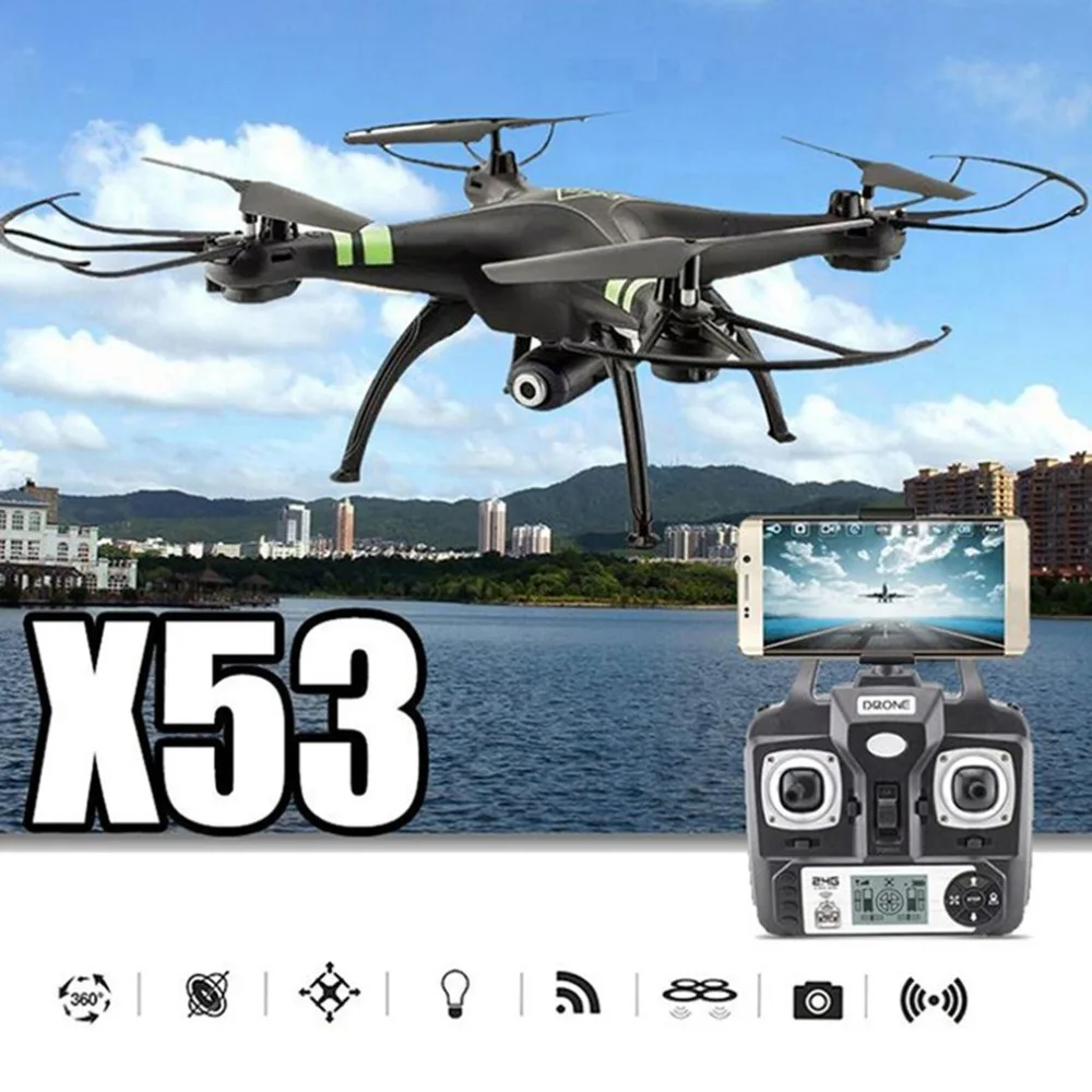 

X53 Drone with 1080P HD Camera No Memory Cards Auto-Return/Height Holding Surveillance with Remote Control Quadcopter Model Toys