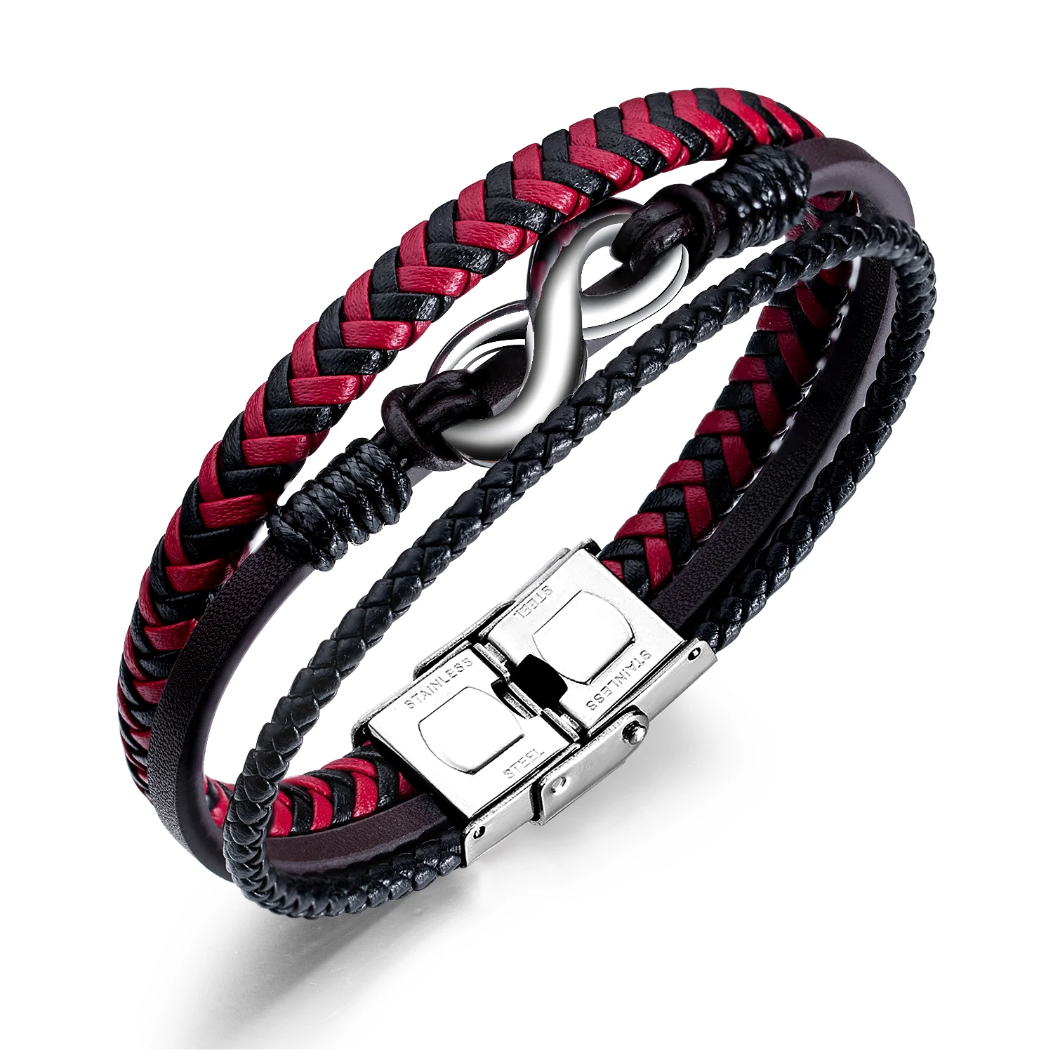 High Quality Stainless Infinity Men Bracelet PU Leather Black Hand Chain Friendship Brazelt Pulseira Masculina Dropshipping | Украшения и
