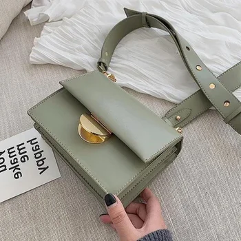 

ETAILL 2019 Summer Green Women Crossbody Bags Classic Flap Bag PU Leather Luxury Womens Bags Wide Strap Shoulder Bags