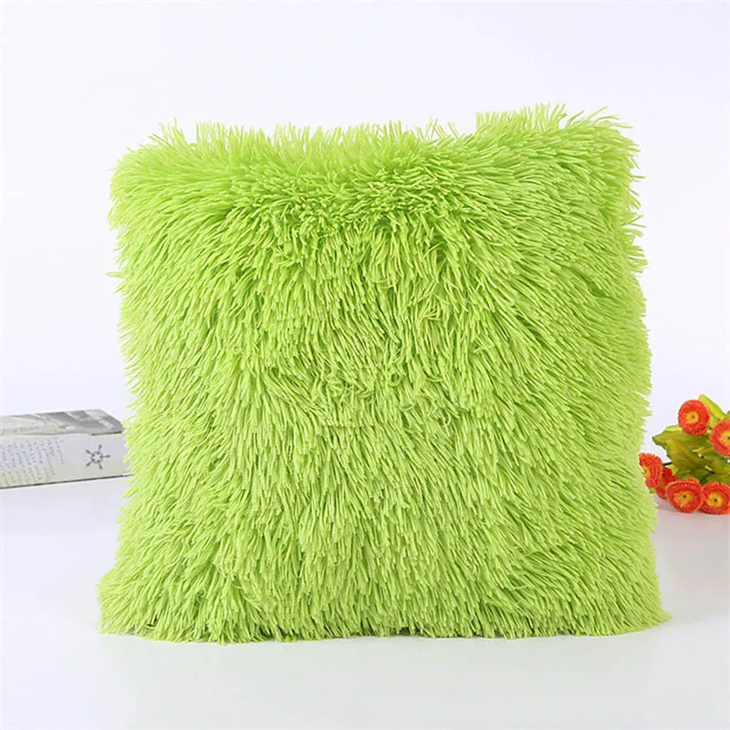 Мягкий плюшевый чехол для подушки с квадратной талией, декоративная наволочка 43*43 см - Цвет: Зеленый