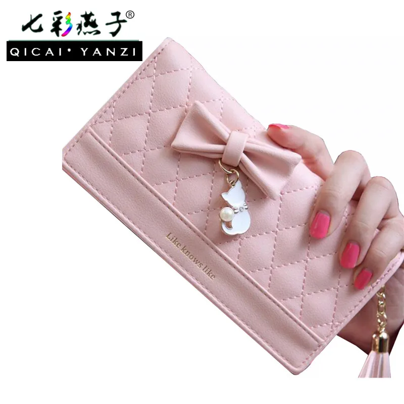

2017 Women Elegant Wallet Bowknot Fashion Female Purse Handbag Clutch Zipper Vintage Card Holde Porte Monnaie Femme Marque P437