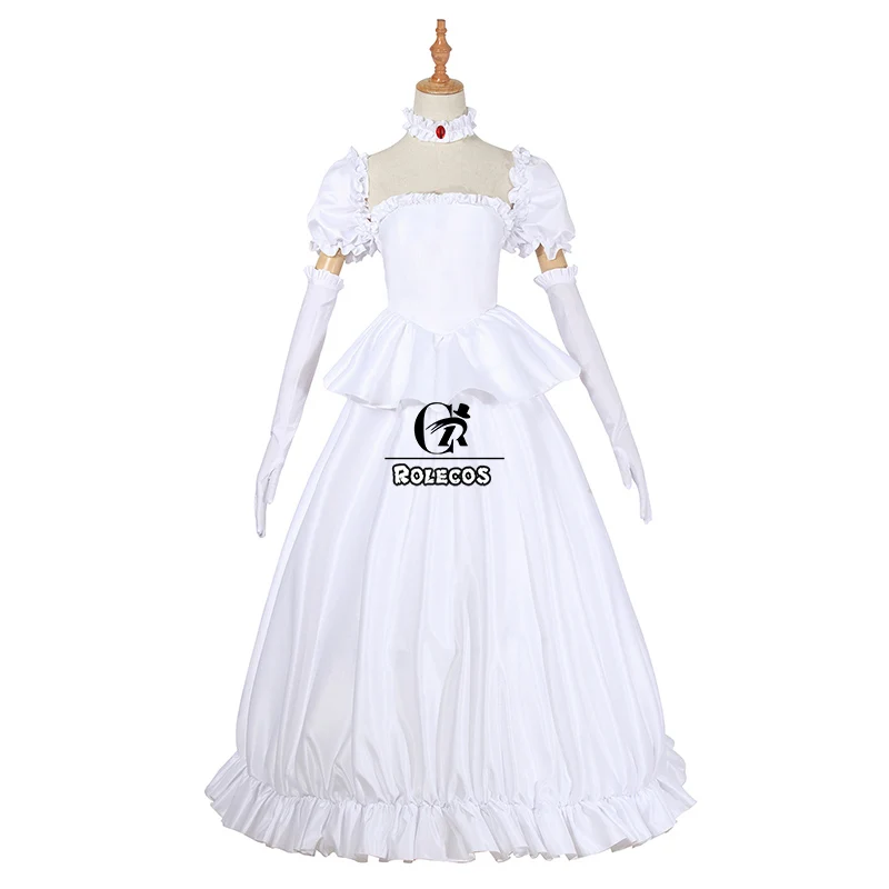 ROLECOS Bowsette Boosette Cosplay Costume Women Sexy Dress Anime Kuppa Koopa-hime Princess Cosplay White Dress Christmas Party