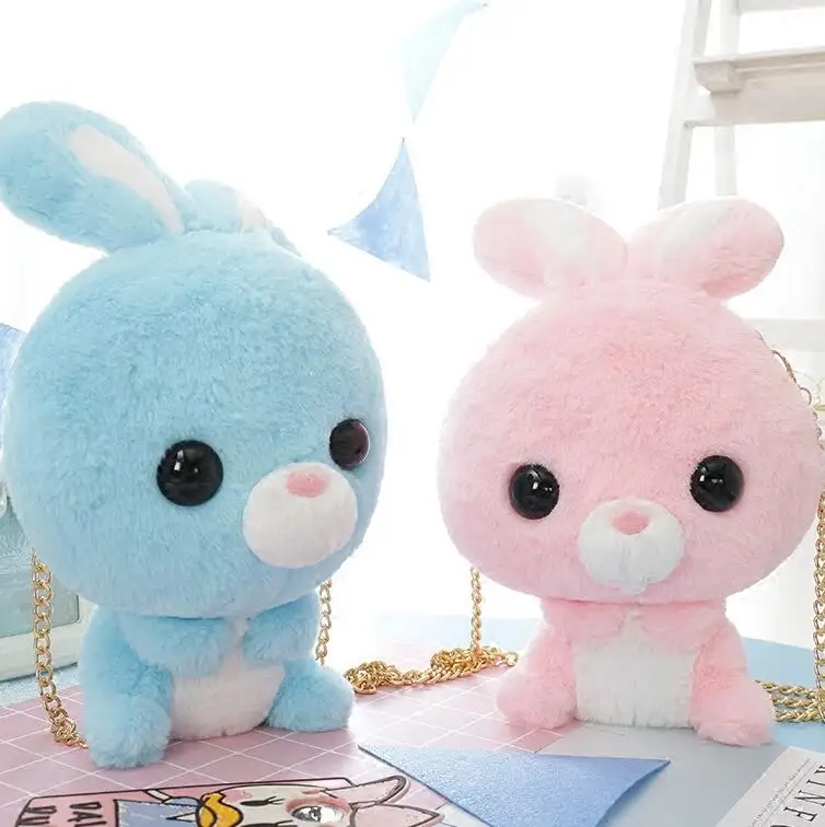 

Kawaii Rabbit Bunny Plush Doll Shape Women's Shoulder Bag Mini Phone Wallet Bag Purse Cartoon Lolita Chain Strap Sweet Girl Cute