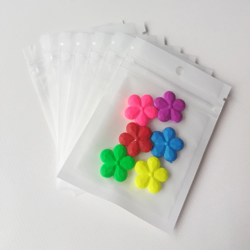 500pcs 7*10cm White/Clear Self Seal Zipper Plastic Packaging Poly Bag Pearl Film Ziplock Jewelry Bags Package With Hang Hole | Украшения и