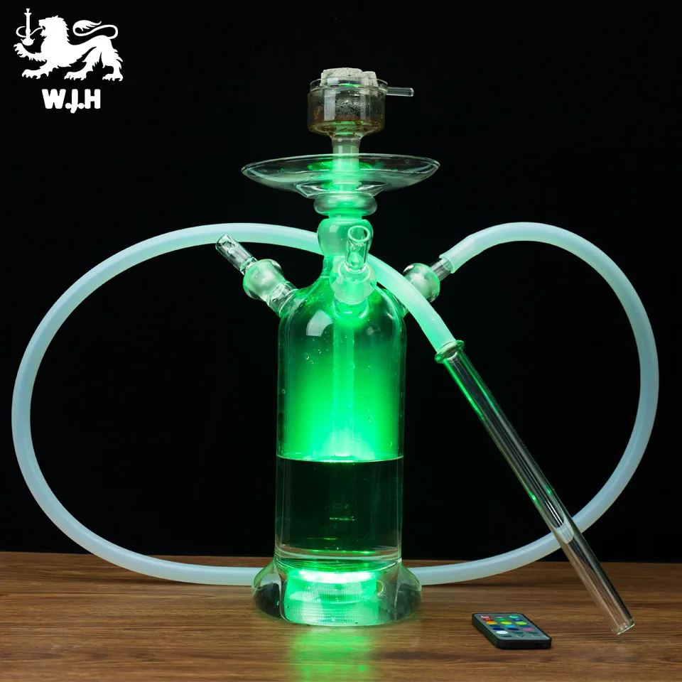 Upgraded Version Narguile Electronico Led Light Hookah 3 Glass Mouthpipe Al Fakher Shisha Bottle