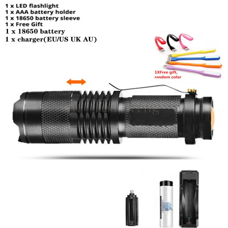 6000 люменов T6 L2 самый мощный фонарик с зумом светодиодный фонарь xhp50 18650 или AAA перезаряжаемый аккумулятор для охоты