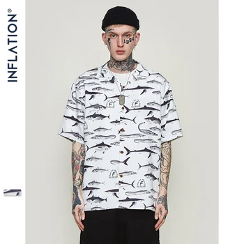 

INFLATION Mens Hawaiian Shirt Male Casual Fish Graphic Printed Beach Shirts Short Sleeve Streetwear Hip hop Brand Clothing 9229S