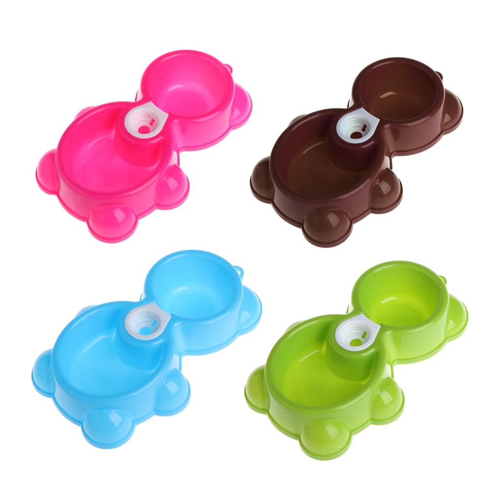 

Double Plastic Dog Cat Puppy Pet Bowl Non Slip Food Water Feeding Dish Automatic Water Dispenser halloween or christmas gift