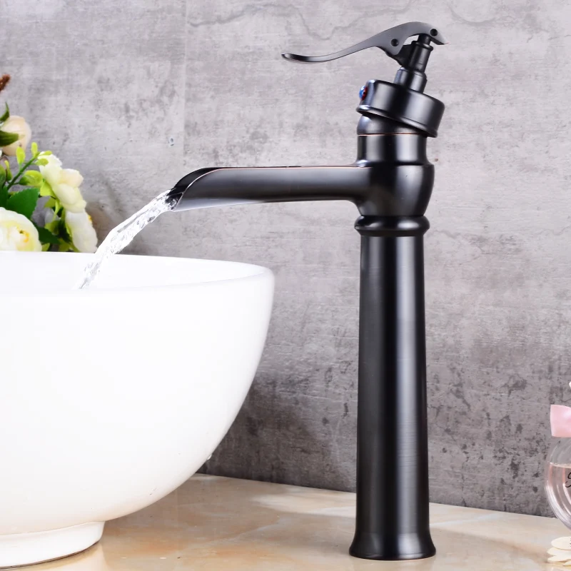 Fapully الأسود حوض صنبور خلاطات وحيد مقبض النفط مفروك البرونزية الحمام الغرور شلال صنبور الصنابير 516-22ORB Fapully الأسود حوض صنبور خلاطات وحيد مقبض النفط مفروك البرونزية الحمام الغرور شلال صنبور الصنابير 516-22ORB