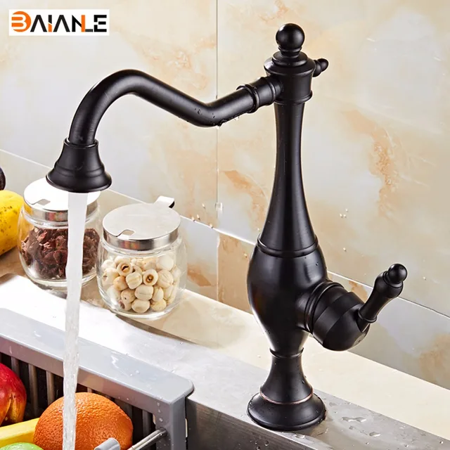 Cheap  Kitchen faucet  Black&Antique single handle rotating Bathroom Basin Faucet Sink mixer cold and hot water Taps