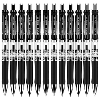 

High quality 12pcs Press Black Gel Pen School student office stationery New