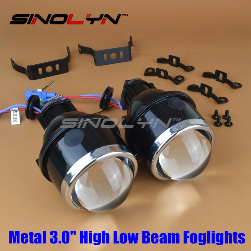 SINOLYN Car Motorcycle HID Bi xenon Fog Lights Projector Lens 3 0 Bifocal Driving Lamps Waterproof