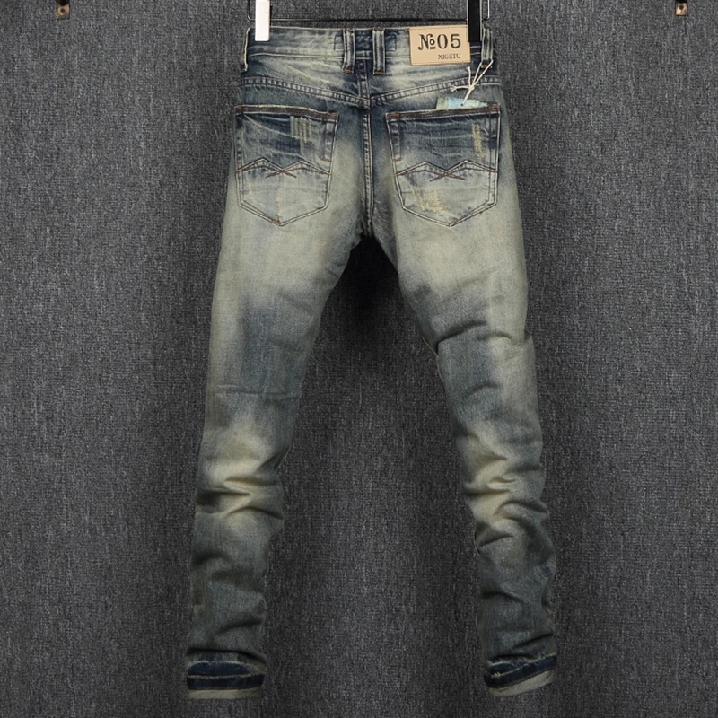 Мужские рваные джинсы в винтажном стиле, Размеры 29-38, № 5, высокое качество, хлопок, водостойкие, Slim Fit, мужские брендовые джинсы Grassia, Uomo 621-1