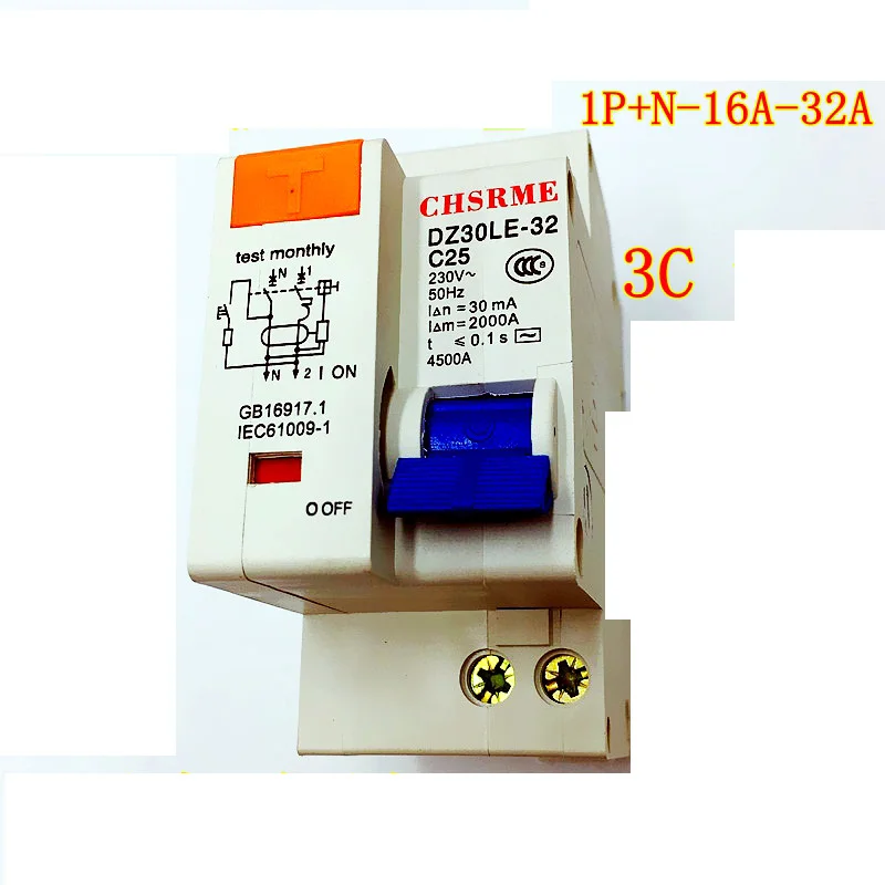 

DPNL 1P+N 32A 230V~ 50HZ/60HZ Residual current Circuit breaker with over current and Leakage protection RCBO circuit breakers