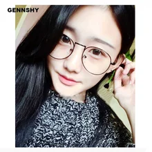 Корейский металлический каркас очки Для женщин Ретро Круглый тонкая рамка Винтаж бренд Дизайн оптически рамки двойной Цвет золото с черным