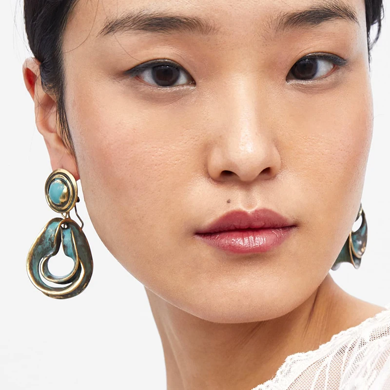 

JURAN ZA Boho Vintage Earrings for Women Metal Irregular Dangle Drop Earrings Long Big Earrings Statement Bohemian Jewelry
