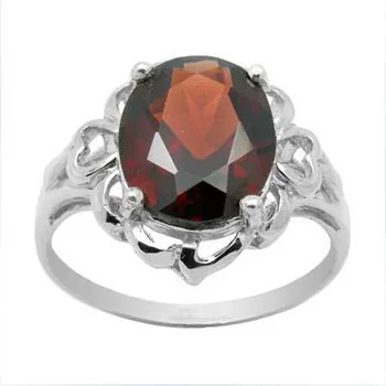 

Qi Xuan_Simple And Elegant Dark Red Stone Woman Fashion Rings_S925 Solid Sliver Flower Finger Rings_Manufacturer Directly Sales