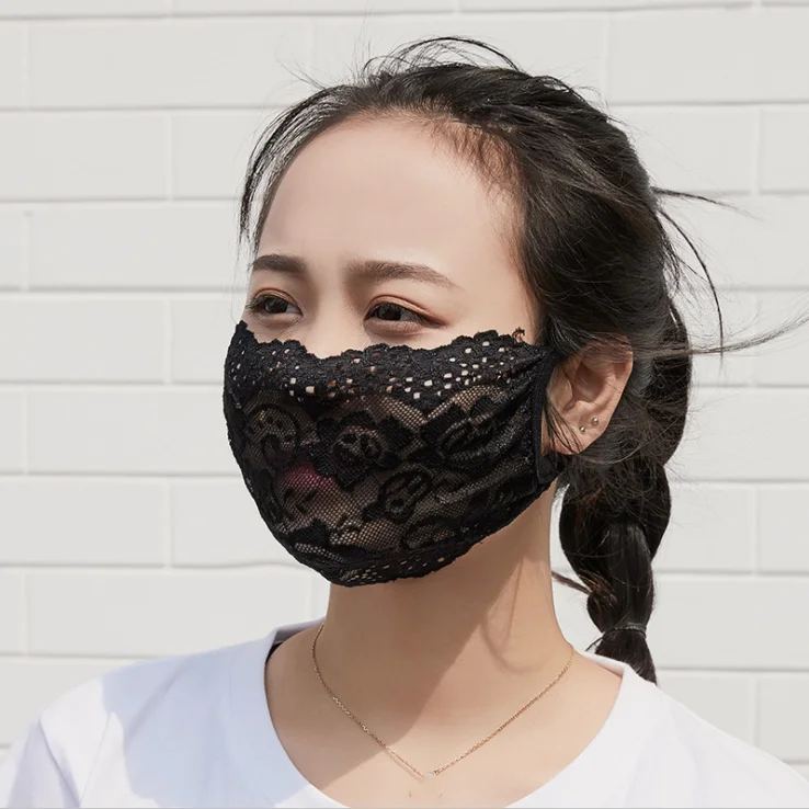 Новая кружевная маска для рта Женская Цветочная маска от солнца дышащая маска для рта многоразовая маска для лица моющаяся маска для рта