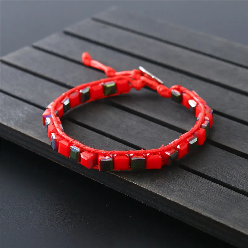 2017 Men's Jewelry Black Red Blue crystal Rope Knit Bracelet & bangles