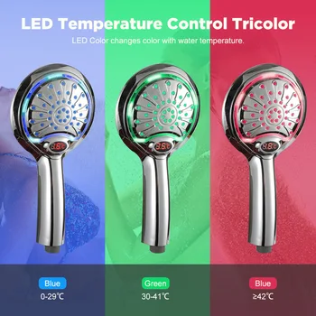 

ML-SH4 LED Digital Trichrome Temperature Display Shower Head Temperature Control Waterfall Shower Booster Handheld Shower Head